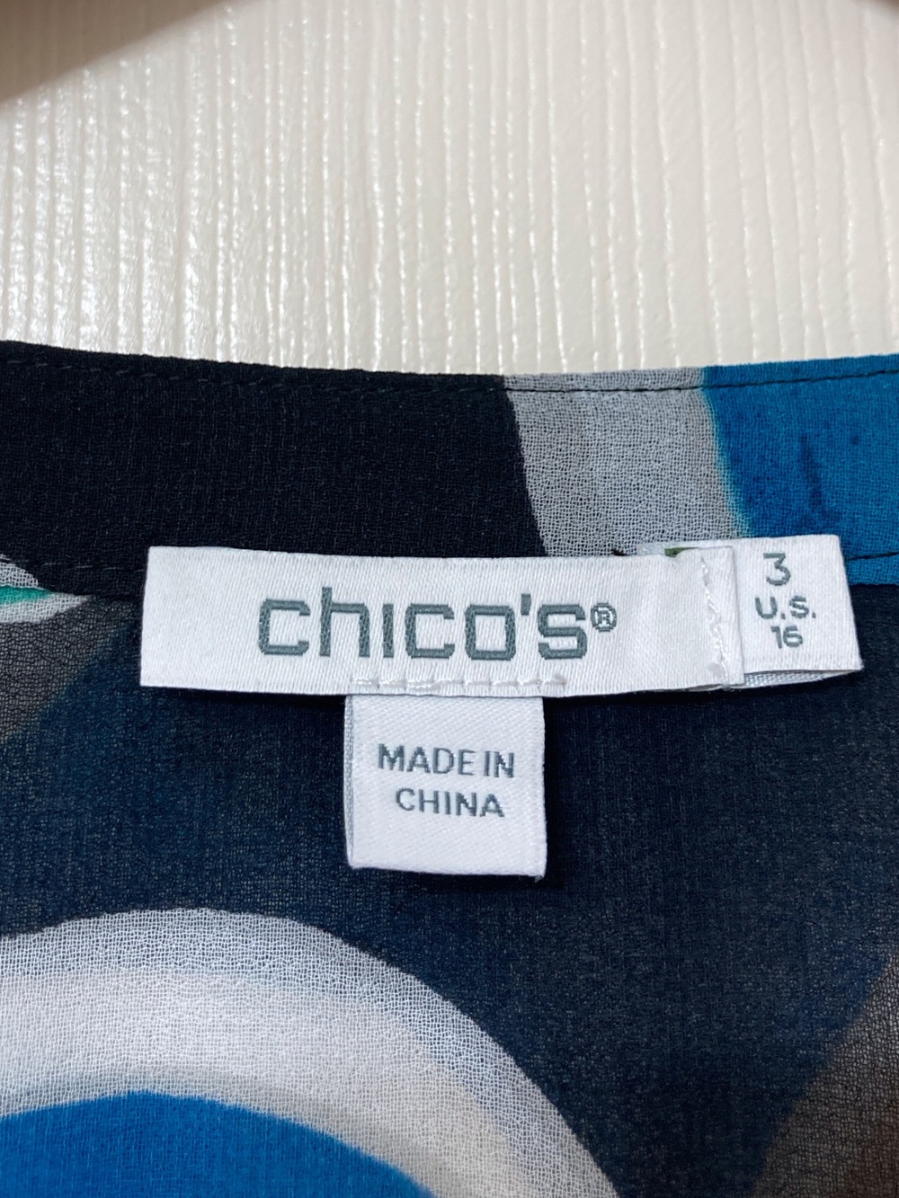 Chico’s 3 Black Blue Bold Floral Sheer Button Up Shirt XL Resort Whimsigoth Boho - Picture 2 of 6